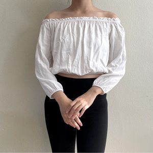 Brandy Melville Off-Shoulder Long Sleeves with Ruffles, Small, Cotton